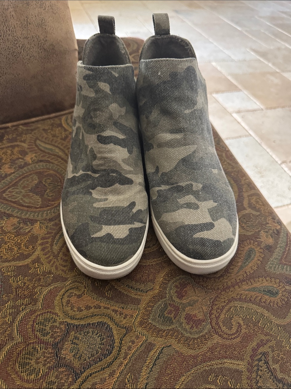Camo Slip-On Sneakers - Grey & Olive Camouflage